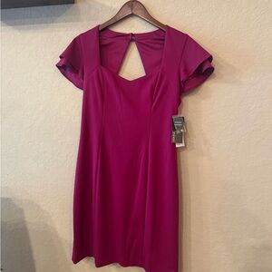 Donna Ricco Pink Sheath Dress Sweetheart Neckline Flutter Cap Sleeves